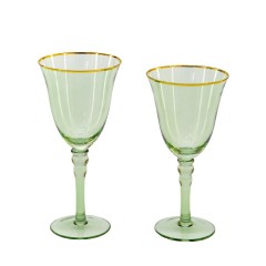 Бокалы «Джимбо» зелёные с золотым кантом комплект