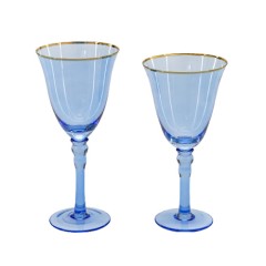 Бокалы «Джимбо» голубые с золотым кантом комплект