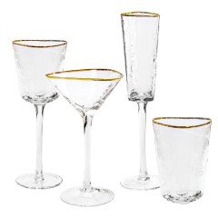 Бокалы «Эванс» прозрачные с золотым кантом комплект из 4-ёх