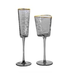 Бокалы «Эванс» дымчатые с золотым кантом комплект