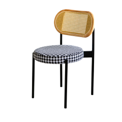 Стулья «Ронди» чёрные, спинка ротанг, сиденье гусиная лапка