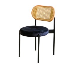Стулья «Ронди» чёрные, спинка ротанг, сиденье чёрное