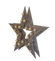 Звезда деревянная с лампочками