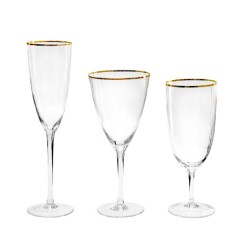 Бокалы «Атлант» прозрачные с золотым кантом комплект из 3-ёх