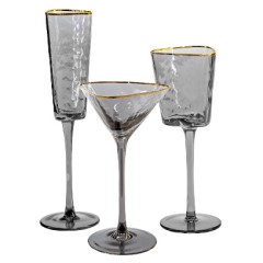 Бокалы «Эванс» дымчатые с золотым кантом комплект из 3-ёх