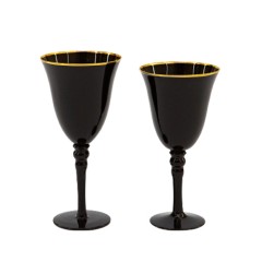 Бокалы «Джимбо» чёрные с золотым кантом комплект
