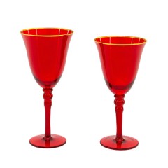 Бокалы «Джимбо» красные с золотым кантом комплект